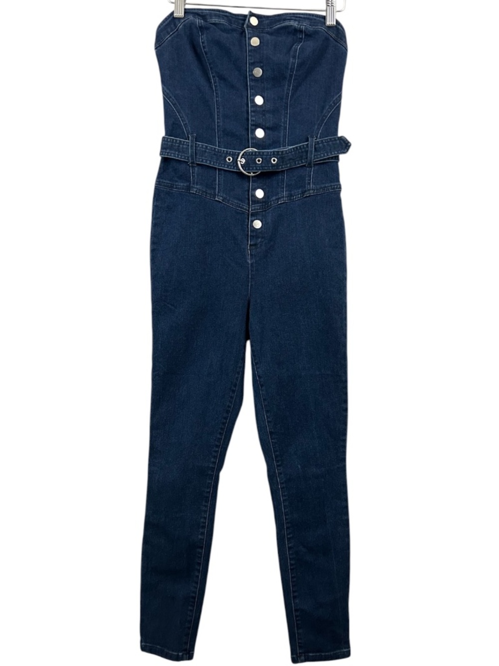 Guess Denim Strapless Jumpsuit Blue Size Small